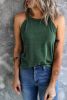 Blank Tank Top - Green Casual Solid Color Crew Neck Tank Top Customized