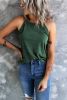 Blank Tank Top - Green Casual Solid Color Crew Neck Tank Top Customized
