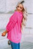 Hot Pink Dot Embossed High Low Hem Button Down Blouse