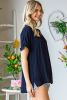 Blue Casual Plaid Print Back Pleated Side Split Blouse