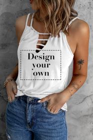 Blank Tank Top - White Double Strap Casual Camisole Top Customized (size: (US 4-6)S)