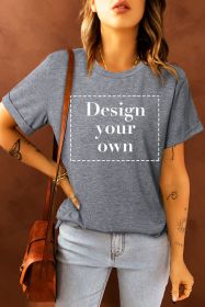 Blank T Shirt - Grey Solid Basic Raglan Sleeve Crew Neck T-Shirt Customized (size: (US 16-18)XL)