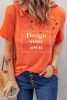 Blank T Shirt - Orange Casual Holes Crew Neck Cotton Mixed T-shirt Customized