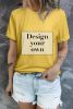 Blank T Shirt - Yellow Plain Rolled Up Crewneck T-Shirt Customized