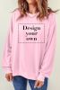 Blank Sweatshirt - Pink Plain Casual Crew Neck Pullover Sweatshirt Customized
