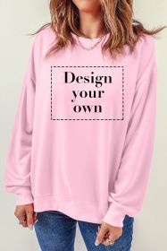 Blank Sweatshirt - Pink Plain Casual Crew Neck Pullover Sweatshirt Customized (size: (US 4-6)S)