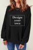 Blank Sweatshirt - Black Plain Comfy Crew Neck Pullover Sweatshirt Customized