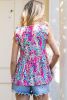 Multicolor Abstract Print Boho Flounce Hem Sleeveless Shirt
