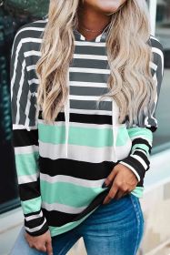 Multicolor Striped Drawstring Pullover Hoodie (size: (US 16-18)XL)