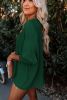 Green Casual Shirred Cuffs Half Sleeve Top