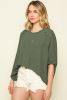 Green Half Sleeve Distressed Asymmetrical Top