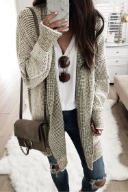 Apricot Plaid Casual Open Front Long Knit Cardigan (size: (US 4-6)S)