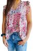 Multicolor Animal Print V Neck Sleeveless Ruffled Top