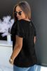 Black Textured Tiered Ruffle Casual Short Sleeve Top
