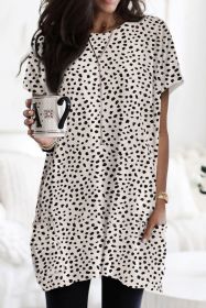 Cheetah Print Casual Side Pockets Short Sleeve Tunic Top (size: (US 4-6)S)