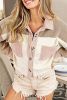 Apricot Powder Patchwork Button Up Cropped Corduroy Jacket