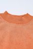 Orange Washed Drop Shoulder Crewneck Pullover Sweatshirt
