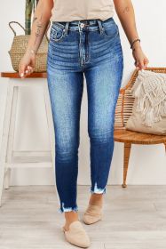 Dark Blue Casual Raw Hem Ankle Length Skinny Jeans (size: 6)