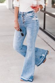 Blue Light Wash High Waisted Bell Bottom Jeans (size: 18)