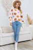 White Sweet 60s Flower Knitted Ribbed Hem Sweater