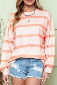 Orange Striped Print Drop Shoulder Pullover Sweatshirt (size: (US 16-18)XL)