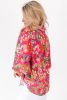Pink Boho Floral Print Puff Sleeve Shirred Cuffs Blouse