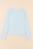 Sky Blue Mineral Wash Long Sleeve Waffle Knit Top