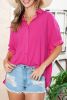 Rose Casual Dolman Oversize Button Blouse