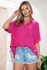 Rose Casual Dolman Oversize Button Blouse