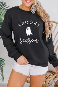Black SPOOKY Season Ghost Print Graphic Sweatshirt (size: (US 16-18)XL)