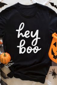 Black hey boo Wordart Graphic T-shirt (size: (US 16-18)XL)