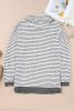 Gray Striped Turtleneck Oversized Sweater