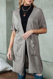 Gray Dolman Half Sleeve Pocketed Long Cardigan (size: (US 16-18)XL)