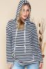 Stripe Print Kangaroo Pocket Drawstring Hoodie