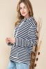 Stripe Print Kangaroo Pocket Drawstring Hoodie
