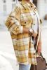 Yellow Plaid Print Flap Pocket Long Sleeve Shacket