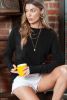 Black Plain Casual Thumbhole Long Sleeve Top