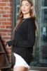 Black Plain Casual Thumbhole Long Sleeve Top