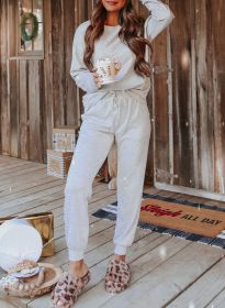 Grey Long Sleeve Pullover & Jogger Pants Loungewear Set (size: (US 8-10)M)