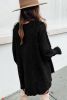 Black Waffle Pocket Seam Loose Knit Top