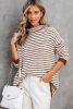 Brown Striped Turtleneck Oversized Sweater