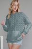 Light Grey Drop Shoulder Kangaroo Pocket Quilted Hoodie