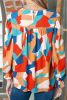 Multicolor Abstract Print Casual Puff Sleeve Blouse