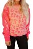 Pink Cheetah Print Drop Sleeve Bleached Sweatshirt