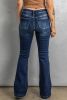 Dark Blue Washed Distressed Flare Bootcut Jeans