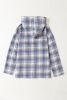 White Plaid Button Neck Pocketed Pullover Hoodie