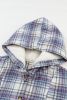 White Plaid Button Neck Pocketed Pullover Hoodie