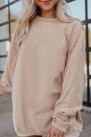 Apricot Drop Shoulder Crinkle Rib Oversized Sweatshirt (size: (US 16-18)XL)