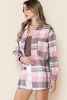 Pink Long Sleeve Collared Button Up Flannel Shacket