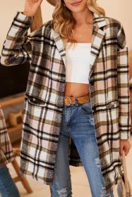 Pink Multicolor Plaid Button Up Lapel Jacket (size: (US 16-18)XL)